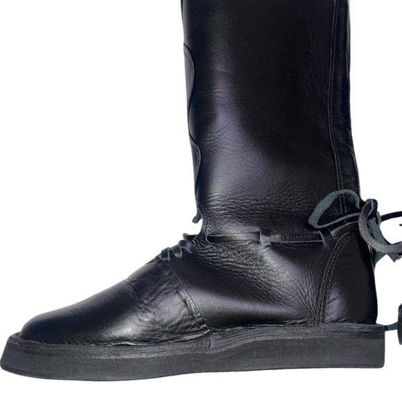 Handmade Medieval Renaissance Viking High Leather Black‎ Boots Sz 8 main image 11